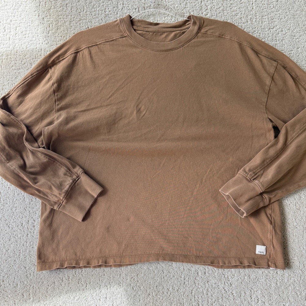 Vuori Long Sleeve Tee Women Size S Brown VW1313 Organic Cotton Crewneck